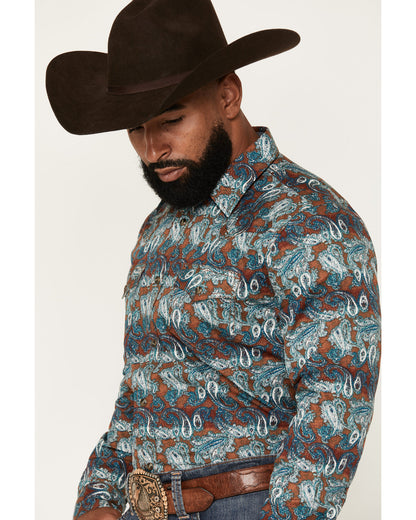 Men's Gilbert Paisley Print Long Sleeve Snap Western Shirt | Cody James Clothing