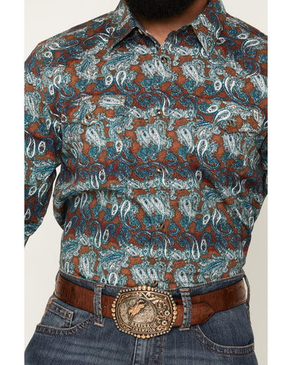 Men's Gilbert Paisley Print Long Sleeve Snap Western Shirt | Cody James Clothing