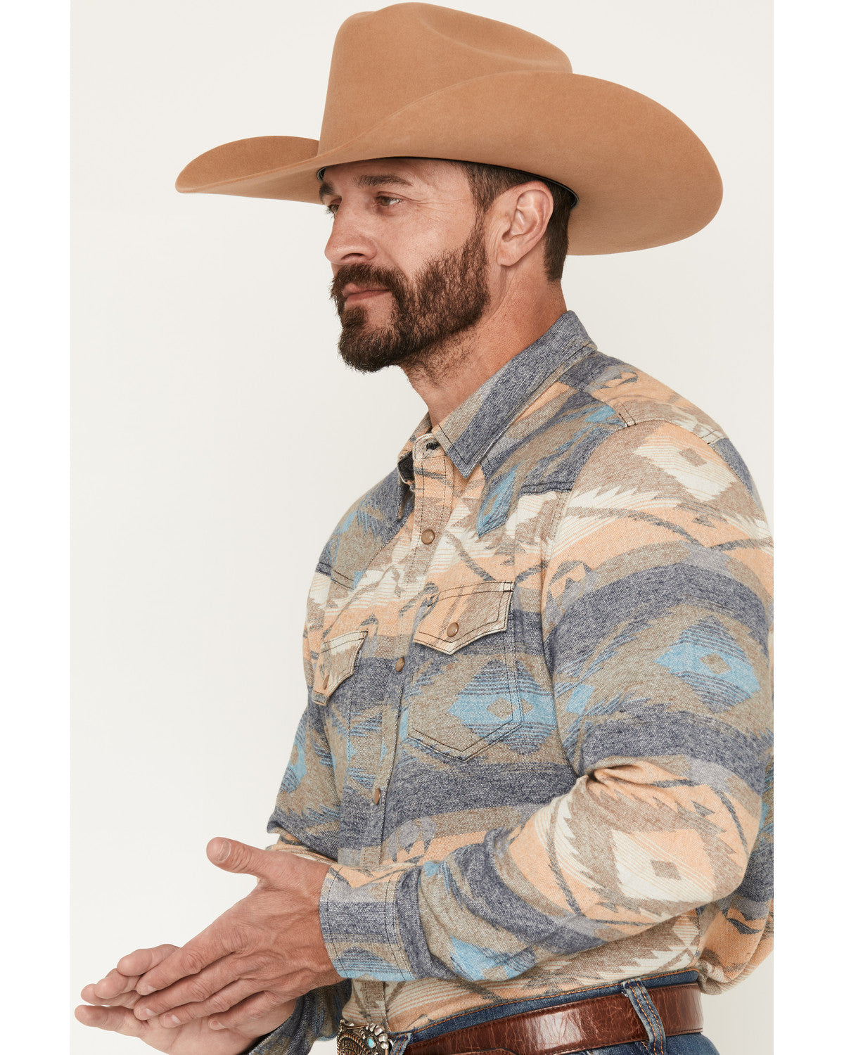Men's Arrow Bear Southwestern Print Long Sleeve Snap Flanne | Cody James Clothing