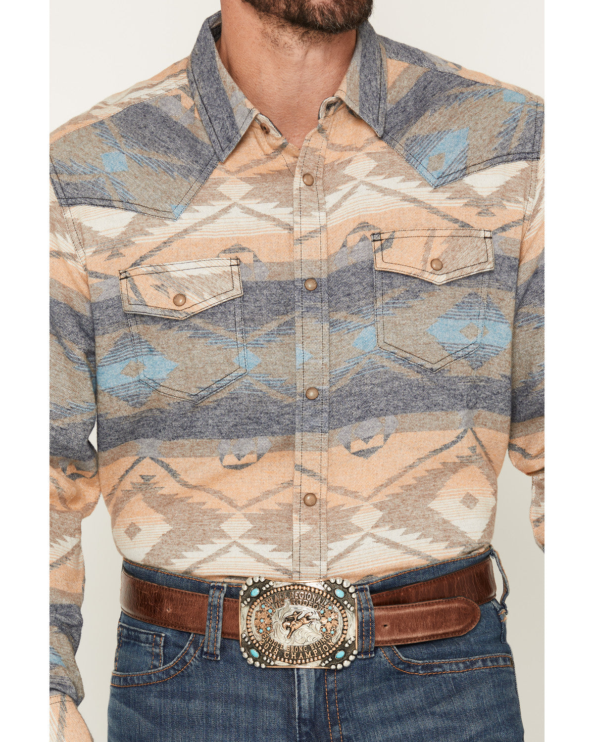 Men's Arrow Bear Southwestern Print Long Sleeve Snap Flanne | Cody James Clothing