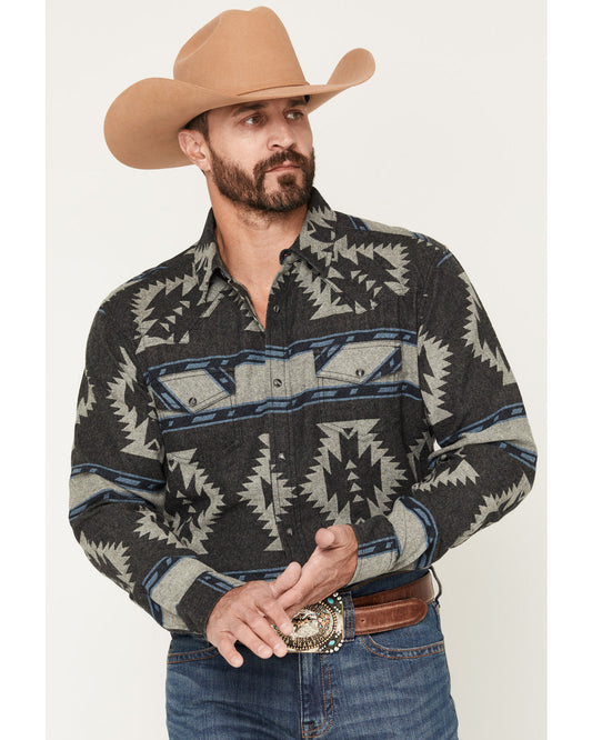 Men's Sun Burn Southwestern Print Long Sleeve Snap Flannel | Cody James Clothing