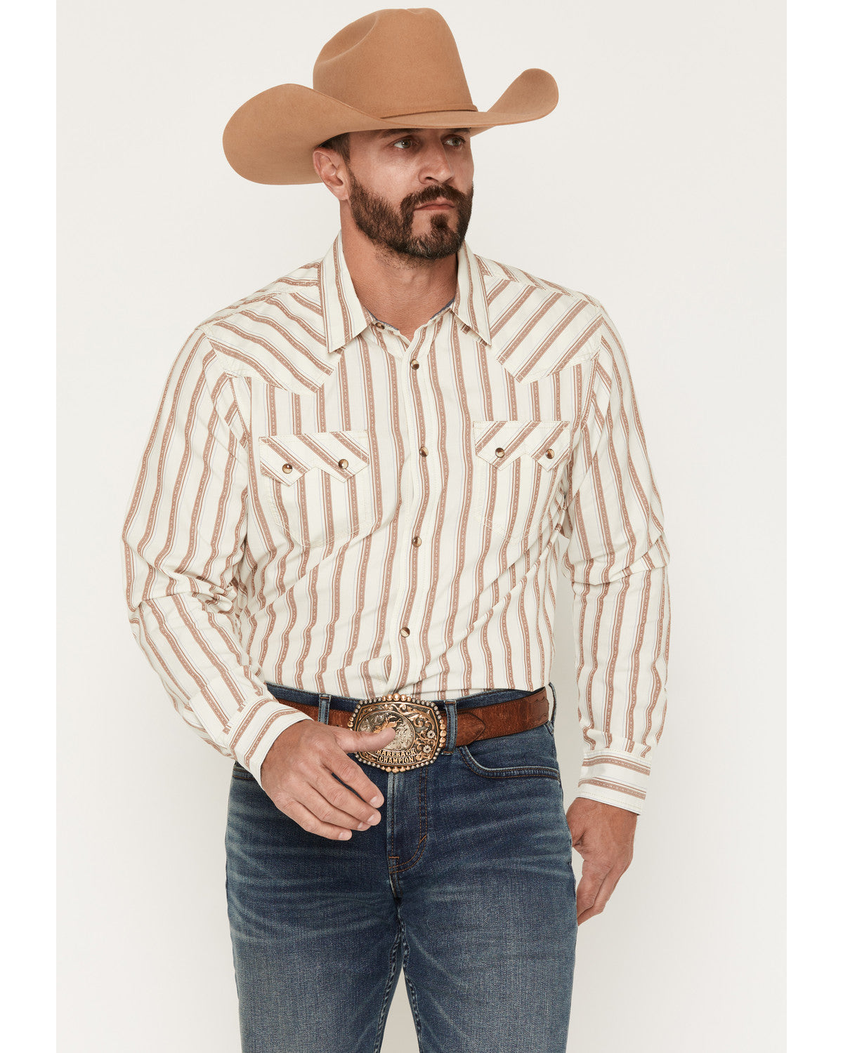 Men's Trigger Striped Print Long Sleeve Snap Western Shirt | Cody James Clothing