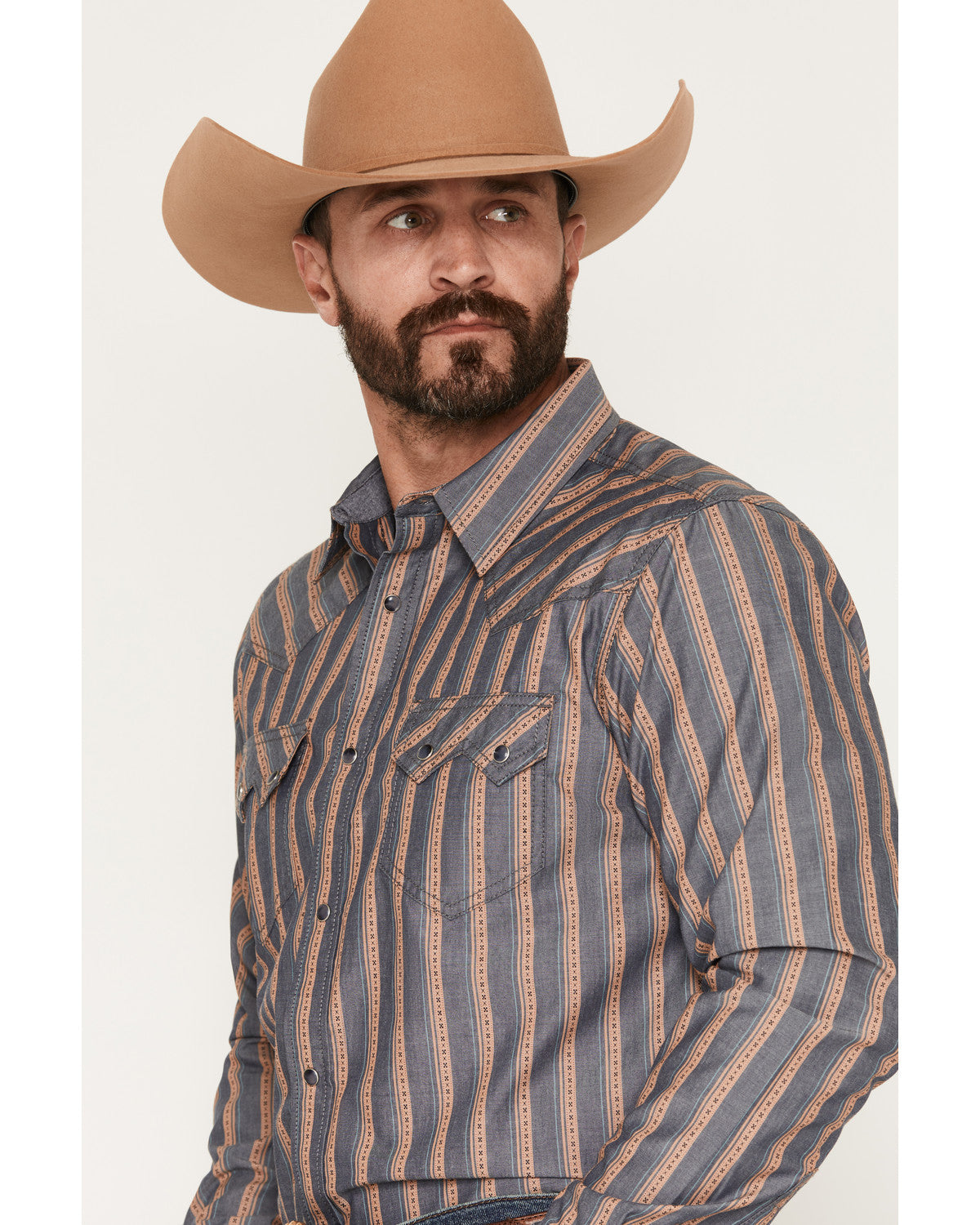 Men's Trigger Striped Print Long Sleeve Snap Western Shirt | Cody James Clothing