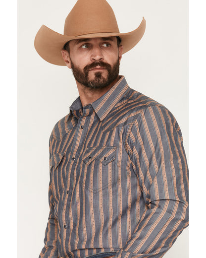 Men's Trigger Striped Print Long Sleeve Snap Western Shirt | Cody James Clothing
