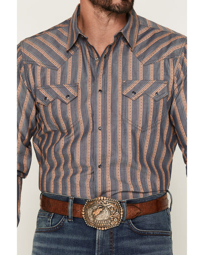 Men's Trigger Striped Print Long Sleeve Snap Western Shirt | Cody James Clothing