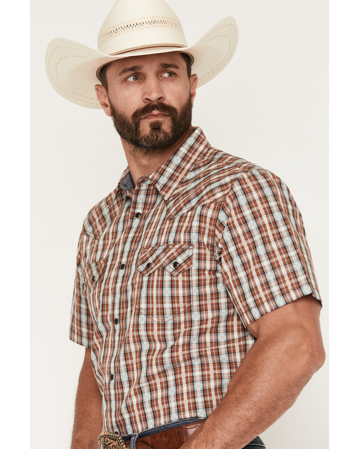 Men's Elmer Plaid Print Short Sleeve Snap Western Shirt | Cody James Clothing