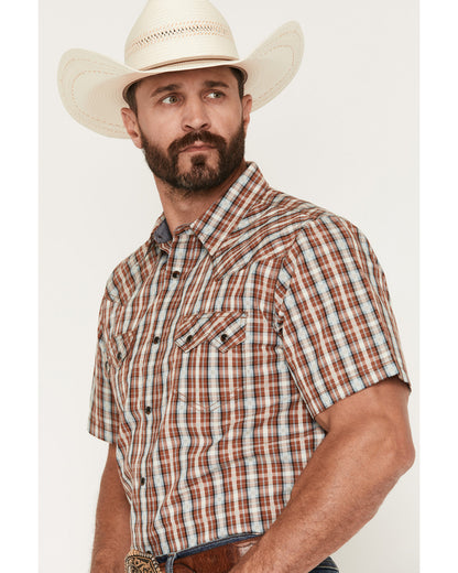 Men's Elmer Plaid Print Short Sleeve Snap Western Shirt | Cody James Clothing