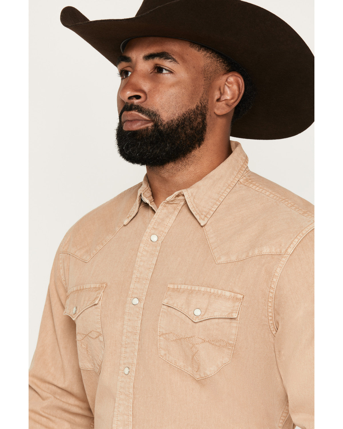 Men's Solid Long Sleeve Snap Denim Western Shirt | Cody James Clothing