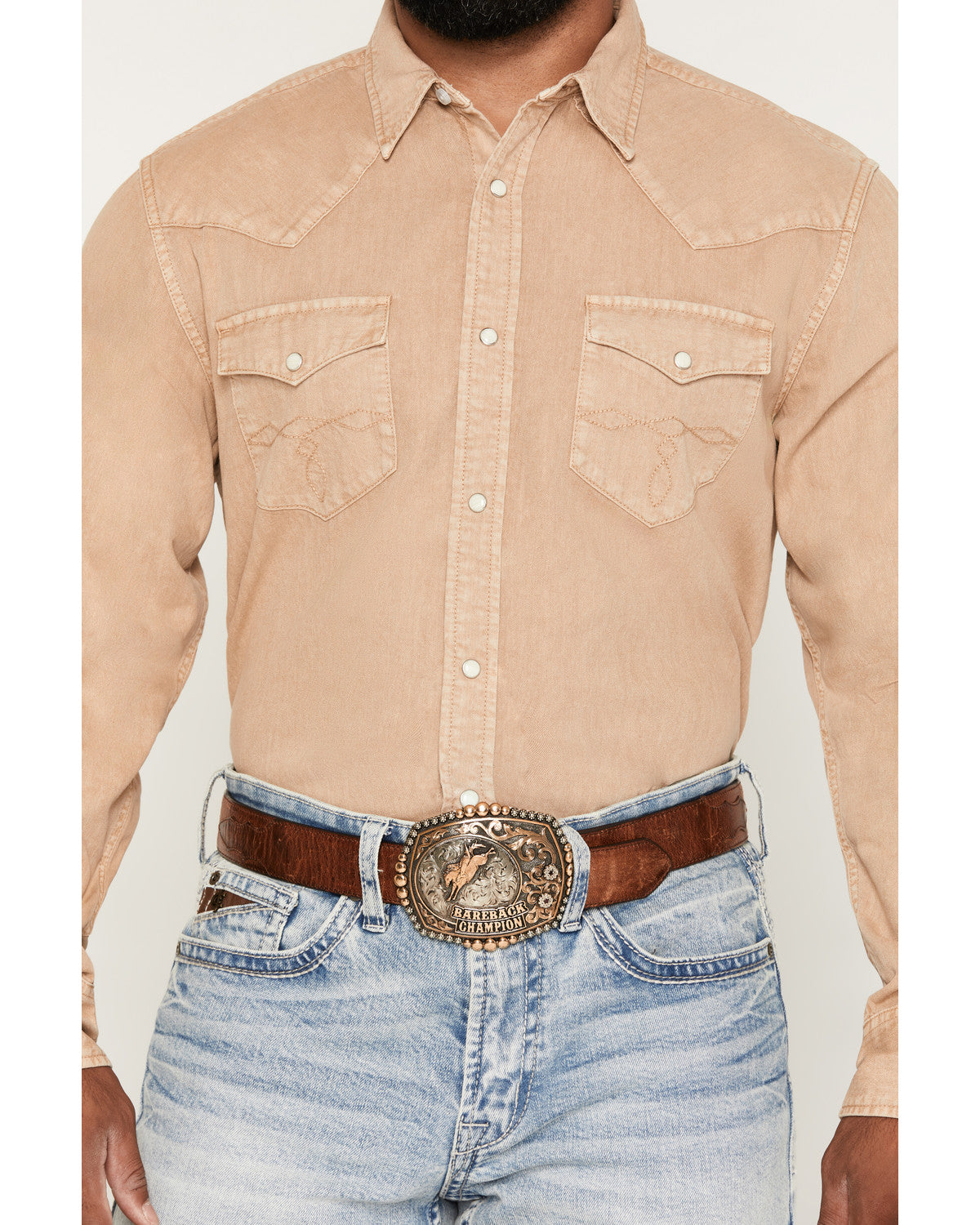 Men's Solid Long Sleeve Snap Denim Western Shirt | Cody James Clothing