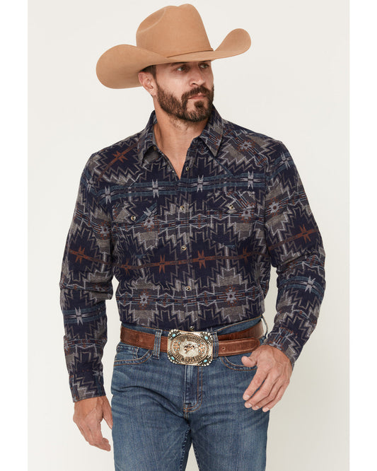 Men's Bowie Knife Southwestern Print Long Sleeve Snap Flann | Cody James Clothing