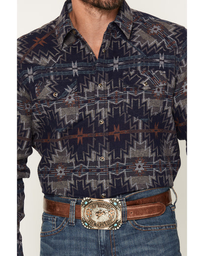 Men's Bowie Knife Southwestern Print Long Sleeve Snap Flann | Cody James Clothing