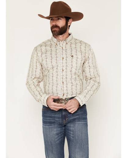 Men's Hickory Floral Stripe Print Long Sleeve Button-Down S | Cody James Clothing