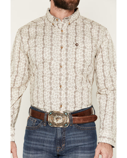 Men's Hickory Floral Stripe Print Long Sleeve Button-Down S | Cody James Clothing