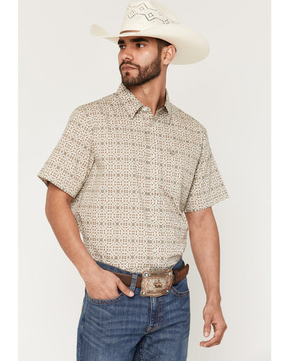 Men's Mind Trap Geo Print Short Sleeve Button-Down Stretch | Cody James Clothing
