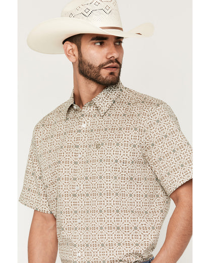 Men's Mind Trap Geo Print Short Sleeve Button-Down Stretch | Cody James Clothing