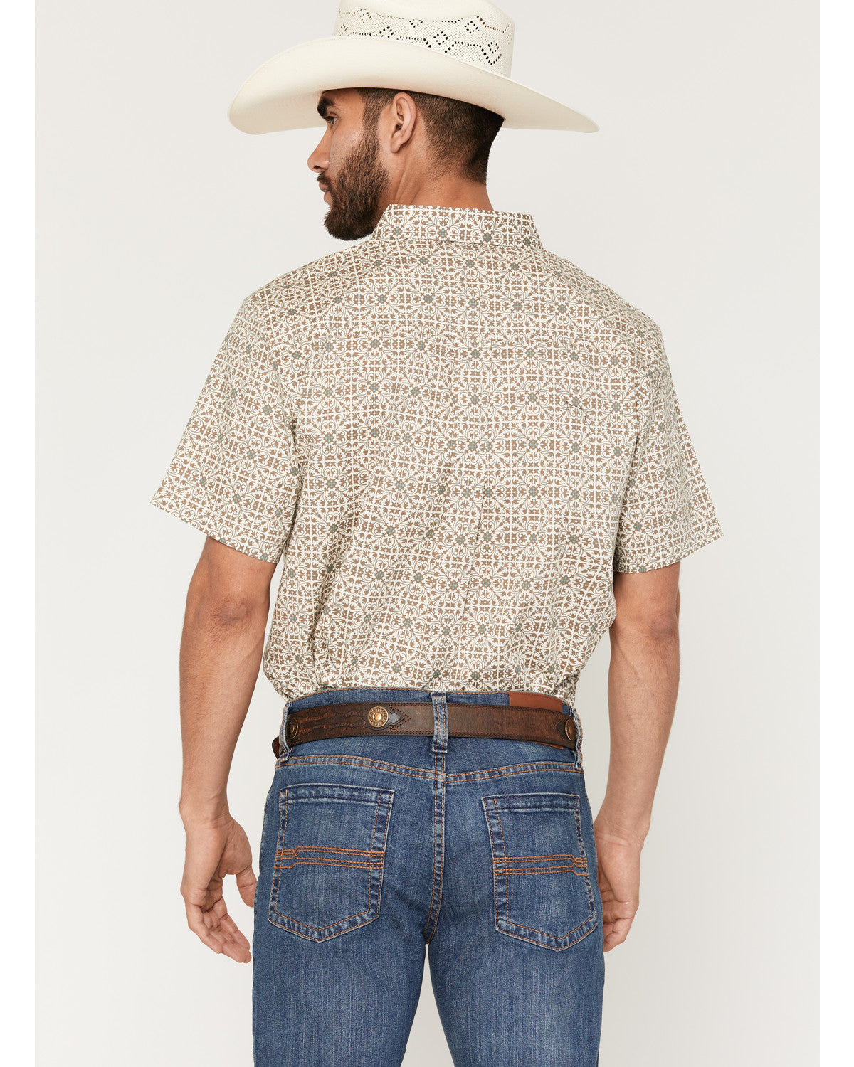 Men's Mind Trap Geo Print Short Sleeve Button-Down Stretch | Cody James Clothing