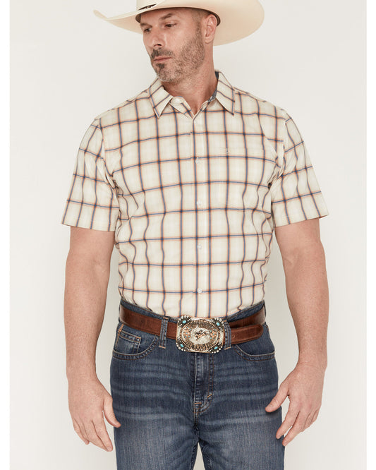 Men's Sunset Hour Plaid Print Short Sleeve Button-Down Stre | Cody James Clothing