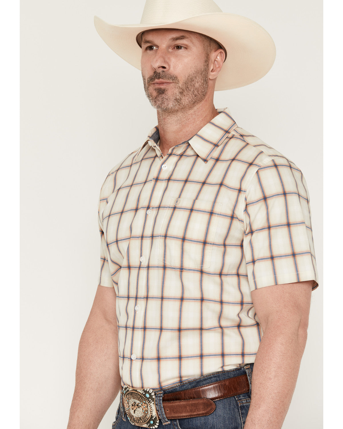 Men's Sunset Hour Plaid Print Short Sleeve Button-Down Stre | Cody James Clothing