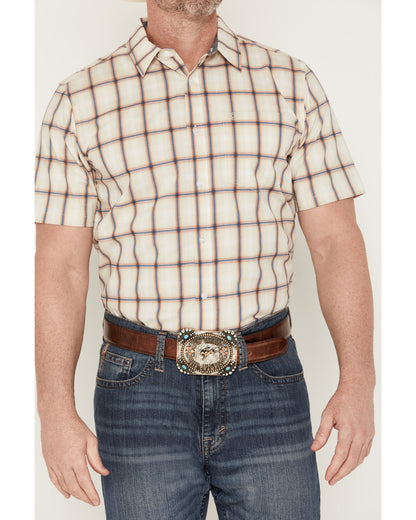 Men's Sunset Hour Plaid Print Short Sleeve Button-Down Stre | Cody James Clothing