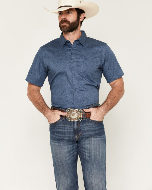 Men's Topaz Tonal Paisley Print Short Sleeve Button-Down St | Cody James Clothing