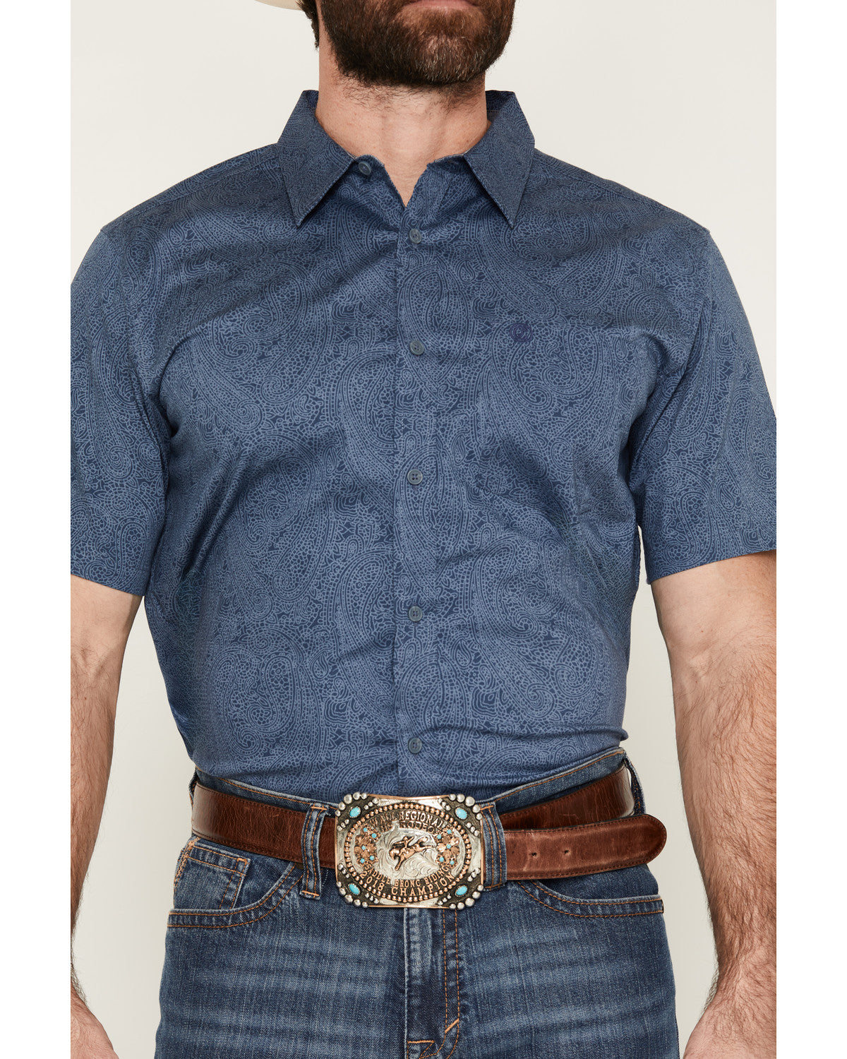 Men's Topaz Tonal Paisley Print Short Sleeve Button-Down St | Cody James Clothing