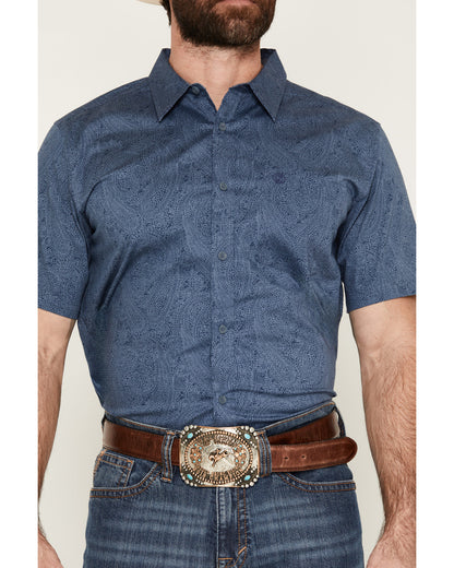 Men's Topaz Tonal Paisley Print Short Sleeve Button-Down St | Cody James Clothing