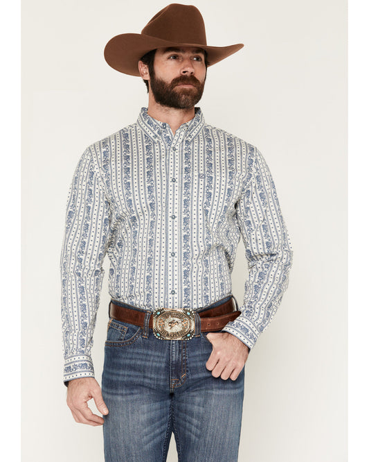 Men's Day Drinker Floral Stripe Print Long Sleeve Button-Do | Cody James Clothing