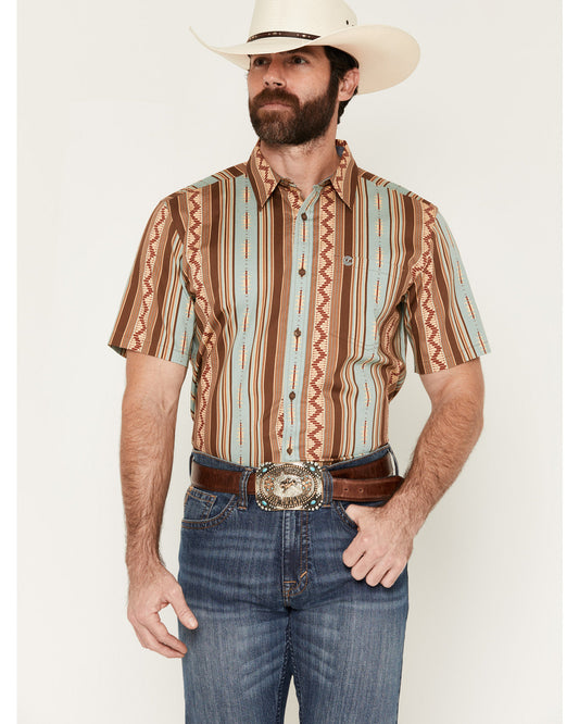 Men's Southwestern Stripe Print Short Sleeve Button-Down St | Cody James Clothing