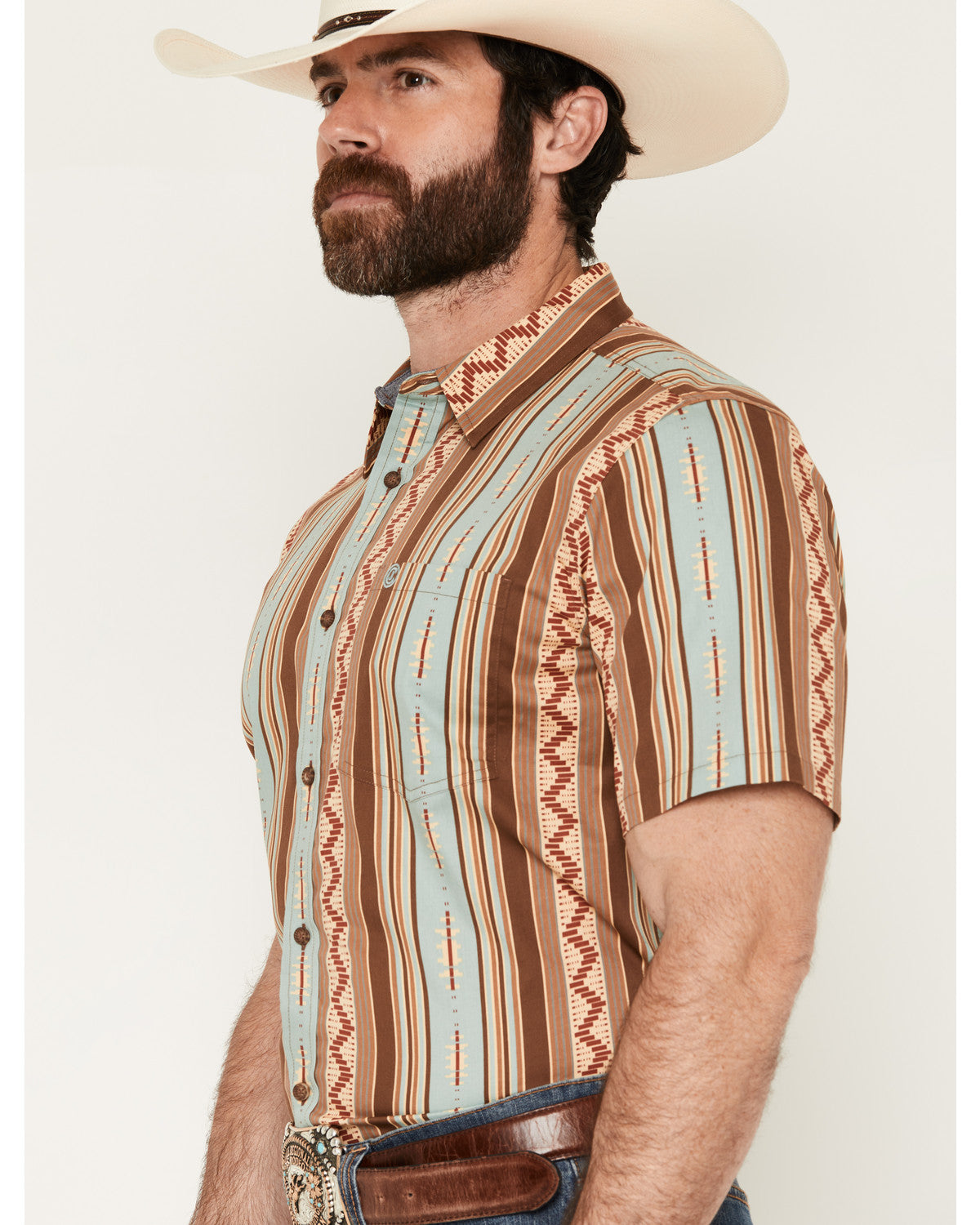 Men's Southwestern Stripe Print Short Sleeve Button-Down St | Cody James Clothing
