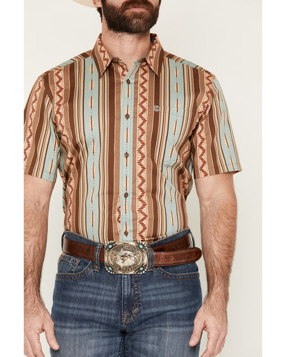 Men's Southwestern Stripe Print Short Sleeve Button-Down St | Cody James Clothing