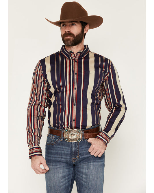 Men's Red Dog Southwestern Stripe Print Long Sleeve Button- | Cody James Clothing