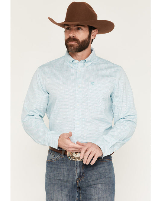 Men's Trophy Geo Print Long Sleeve Button-Down Stretch West | Cody James Clothing