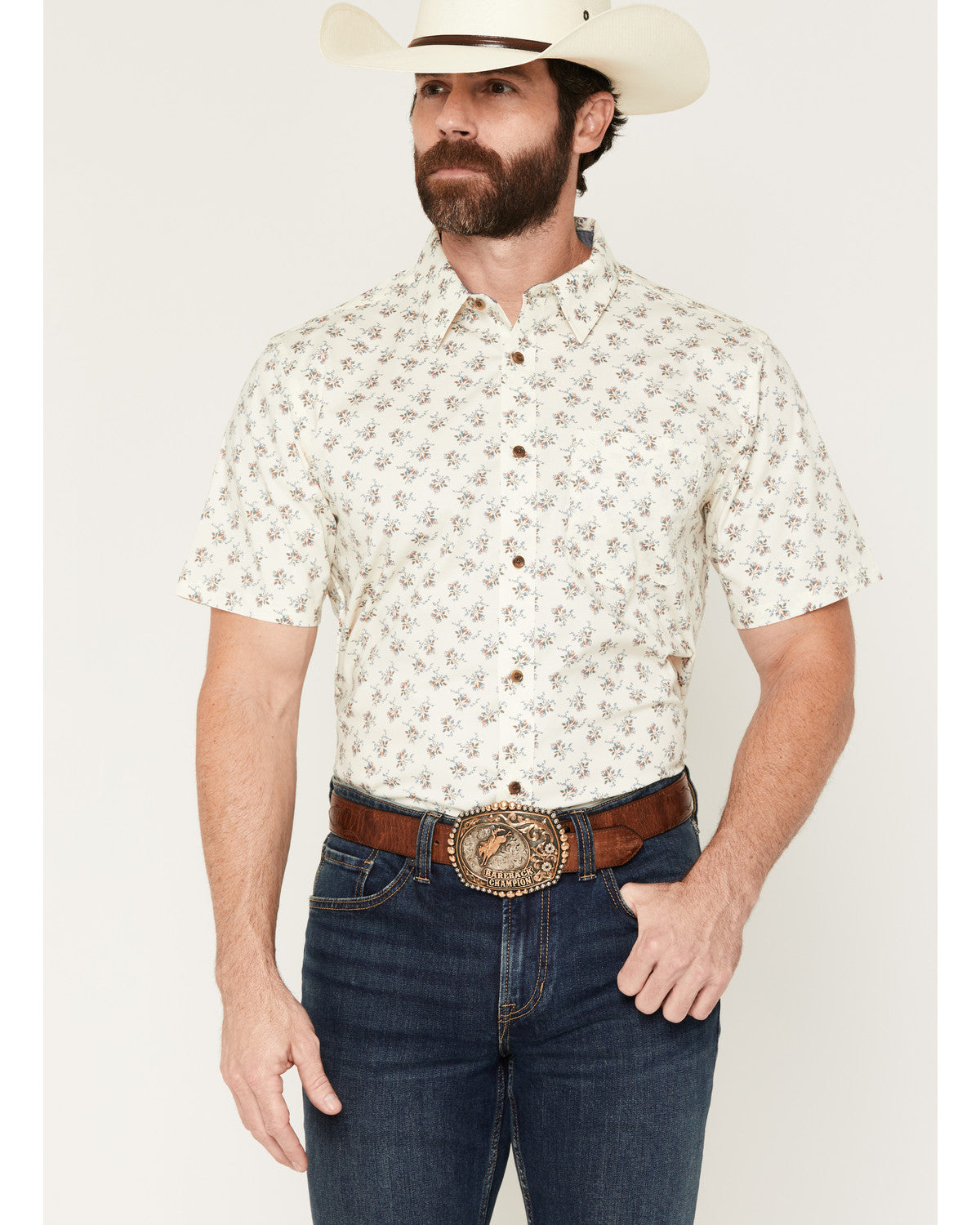 Men's Off Chute Floral Print Short Sleeve Button-Down Stret | Cody James Clothing