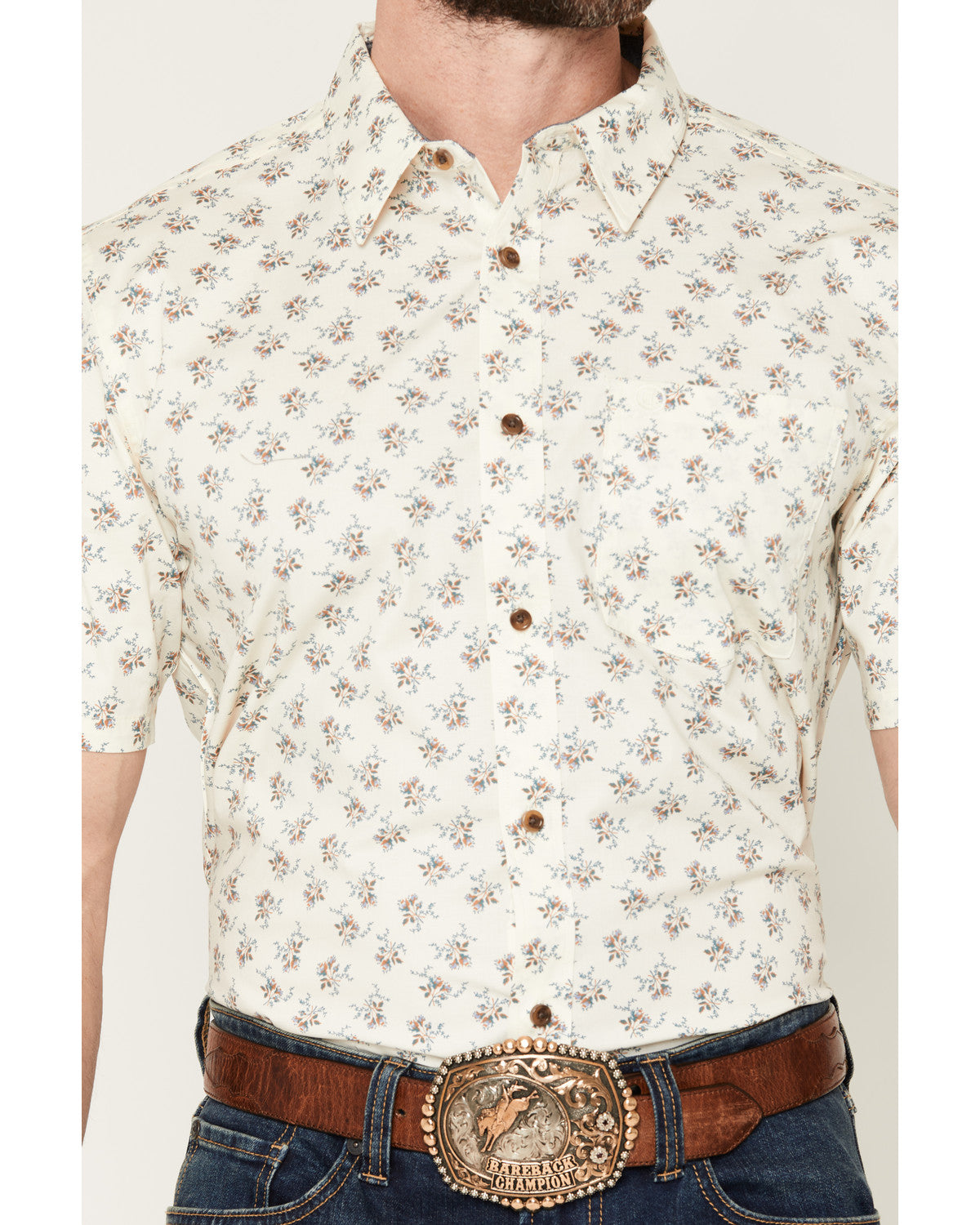 Men's Off Chute Floral Print Short Sleeve Button-Down Stret | Cody James Clothing