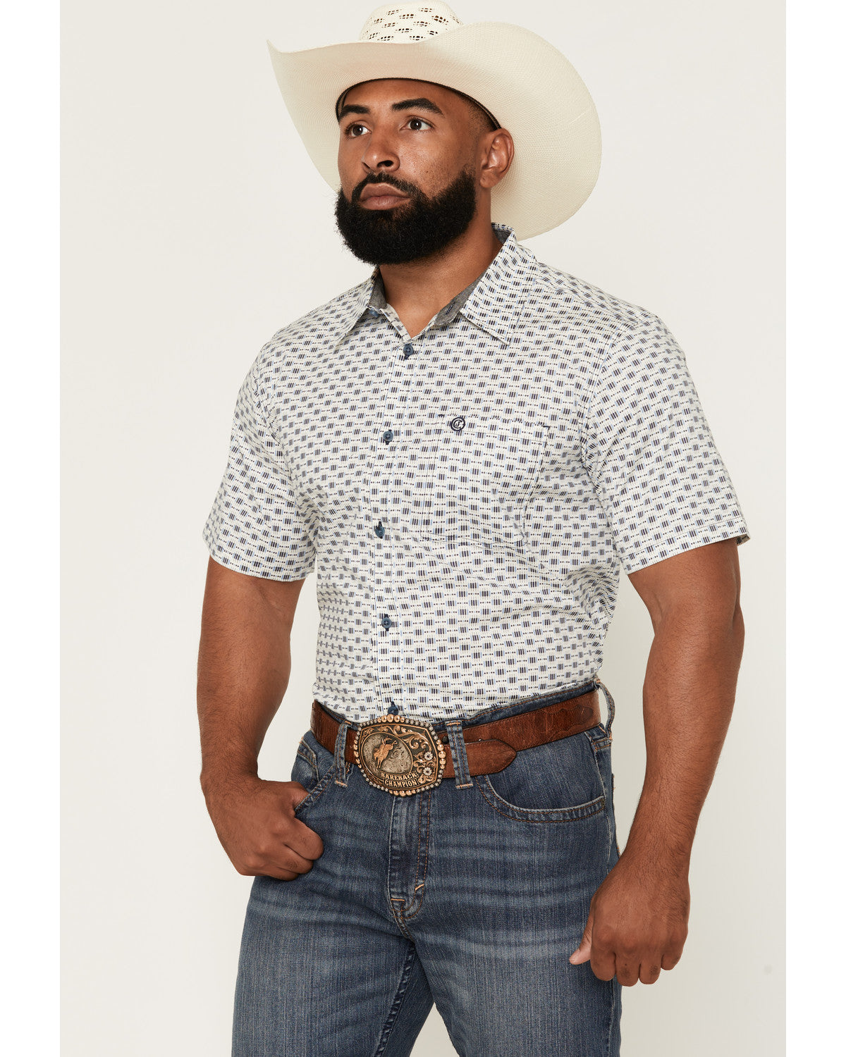 Men's Re Ride Geo Print Short Sleeve Button-Down Stretch We | Cody James Clothing