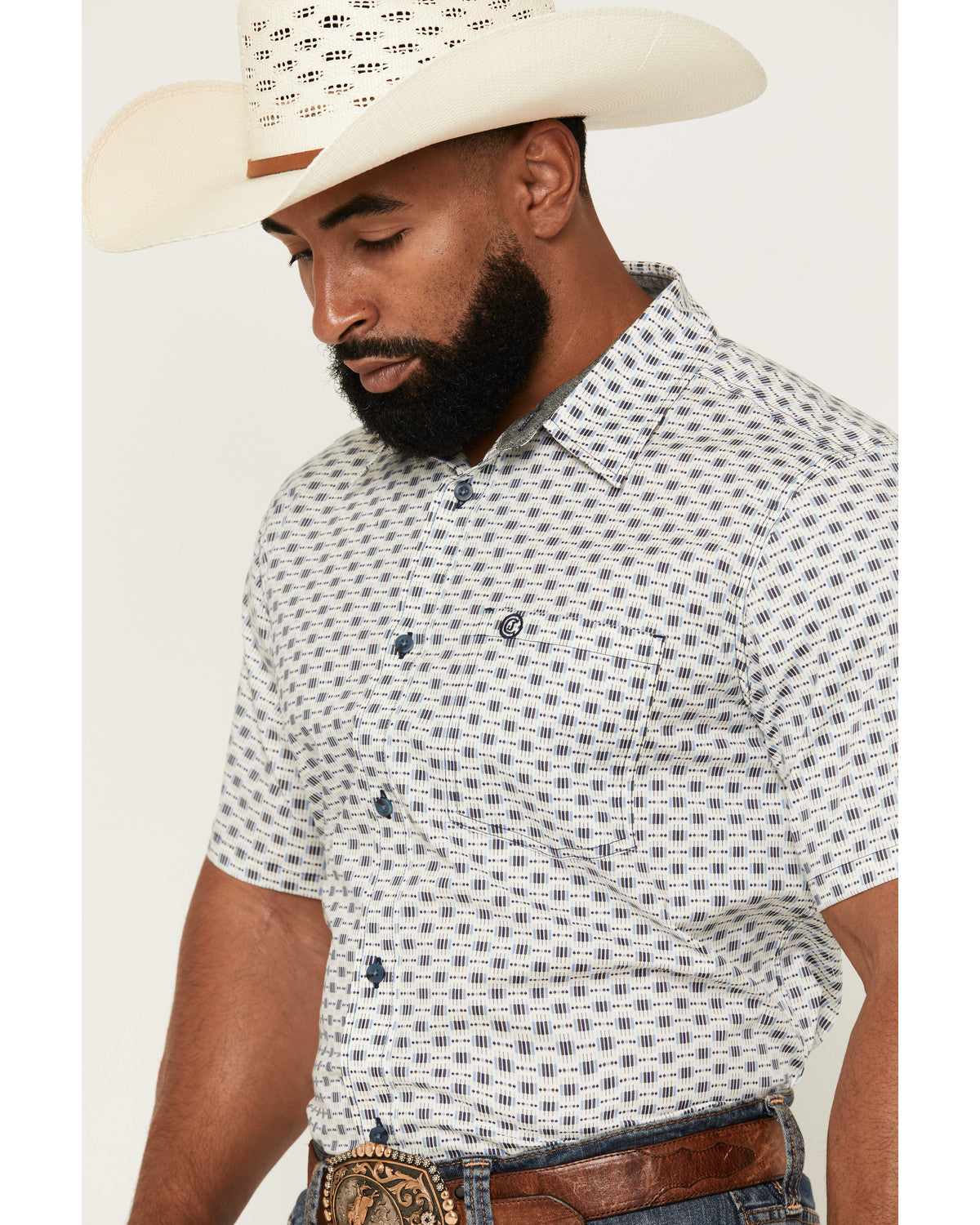 Men's Re Ride Geo Print Short Sleeve Button-Down Stretch We | Cody James Clothing