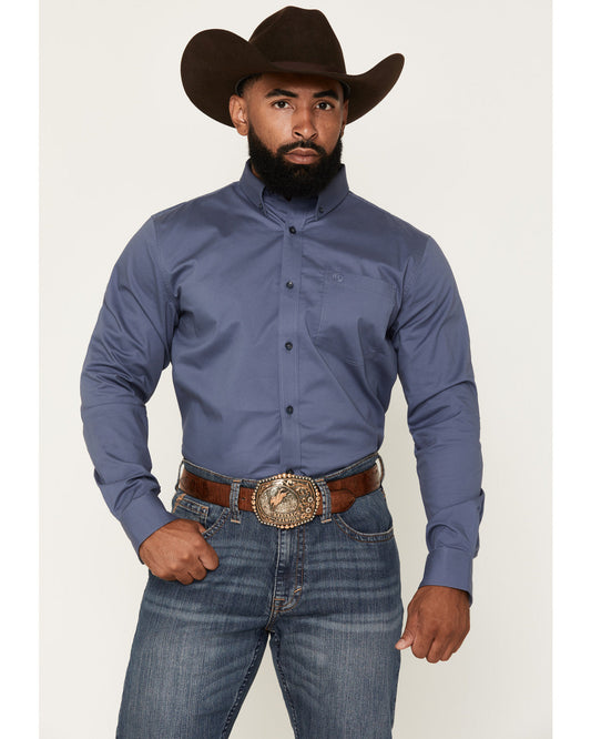 Men's Solid Long Sleeve Button-Down Stretch Western Shirt | Cody James Clothing