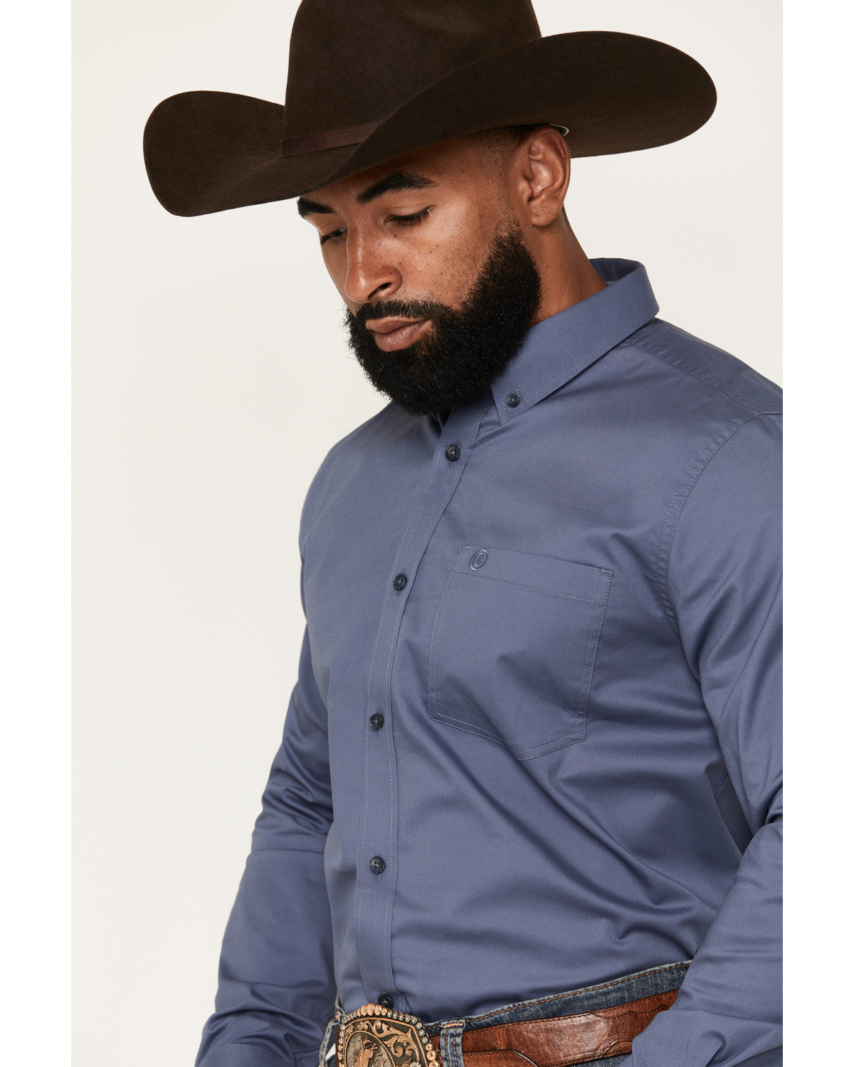 Men's Solid Long Sleeve Button-Down Stretch Western Shirt | Cody James Clothing