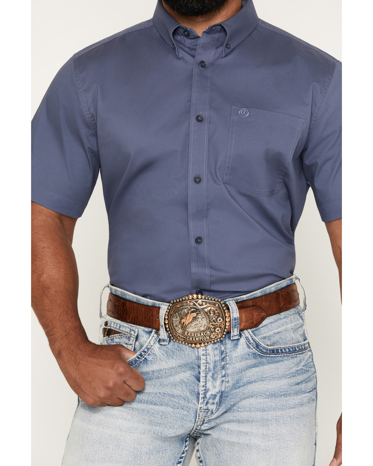 Men's Solid Twill Short Sleeve Button-Down Stretch Western | Cody James Clothing