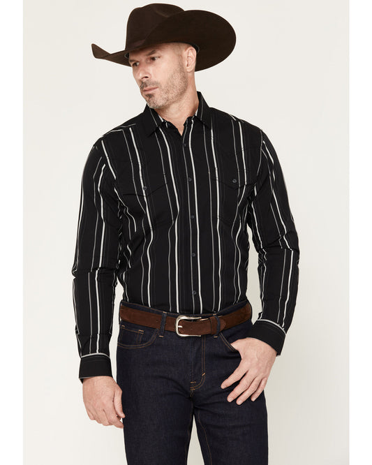 Black 1978® Men's Elm Striped Long Sleeve Button-Down Weste | Cody James Clothing