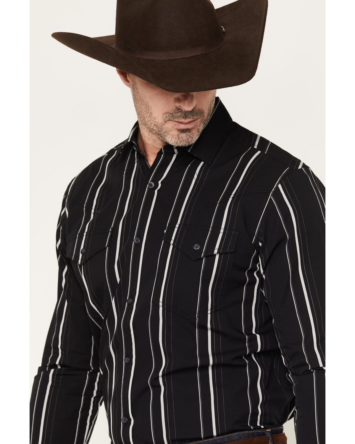 Black 1978® Men's Elm Striped Long Sleeve Button-Down Weste | Cody James Clothing